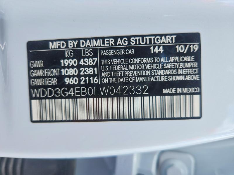 Aukcja sprzedaży 2020 Mercedes-benz A, vin: WDD3G4EB0LW042332, numer aukcji: 58201706