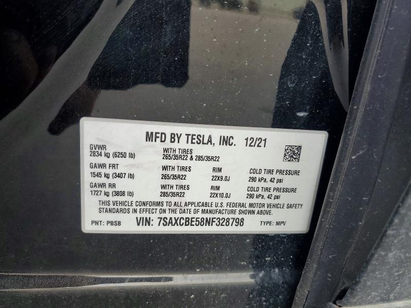 Продажа на аукционе авто 2022 Tesla Model X, vin: 7SAXCBE58NF328798, номер лота: 57179336