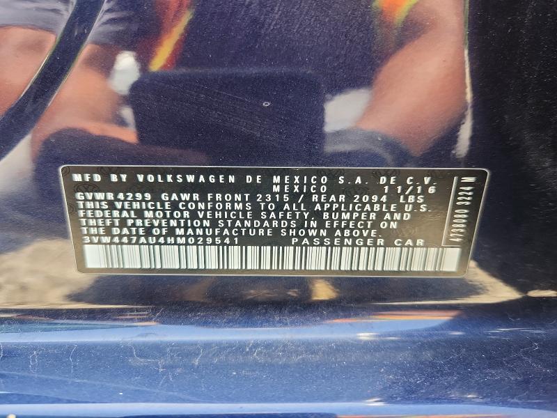 58159776 :رقم المزاد ، 3VW447AU4HM029541 vin ، 2017 Volkswagen Gti مزاد بيع