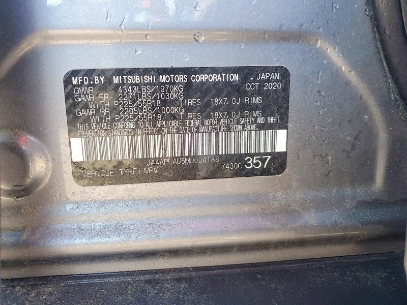 58912196 :رقم المزاد ، JA4APUAU5MU004188 vin ، 2021 Mitsubishi Outlander Sport مزاد بيع