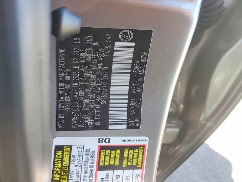 55789646 :رقم المزاد ، 58AB21B14KU004230 vin ، 2019 Lexus Es مزاد بيع