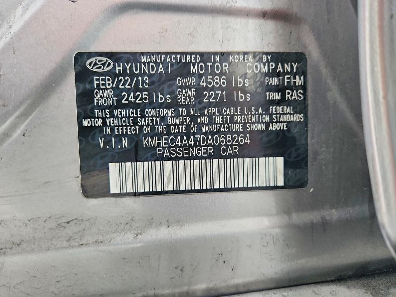 Aukcja sprzedaży 2013 Hyundai Sonata, vin: KMHEC4A47DA068264, numer aukcji: 57146916