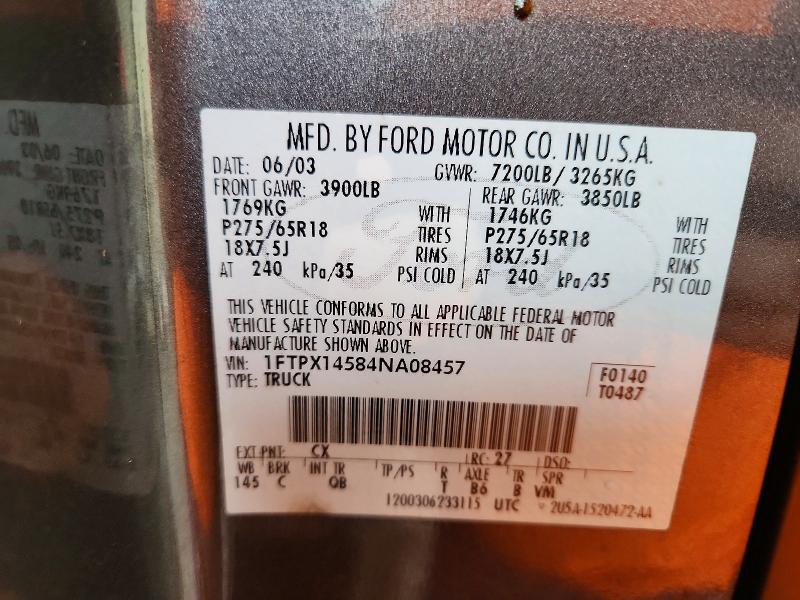 Продаж на аукціоні авто 2004 Ford F150, vin: 1FTPX14584NA08457, номер лоту: 57669146