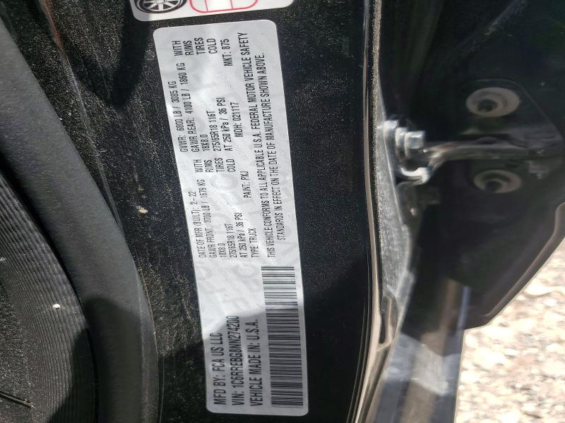 2022 Ram 1500 მანქანა იყიდება აუქციონზე, vin: 1C6RREBG8NN274200, აუქციონის ნომერი: 55417676
