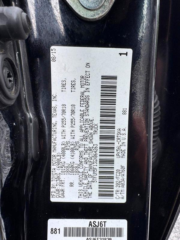 2016 Toyota Tundra მანქანა იყიდება აუქციონზე, vin: 5TFUM5F13GX064263, აუქციონის ნომერი: 58770336