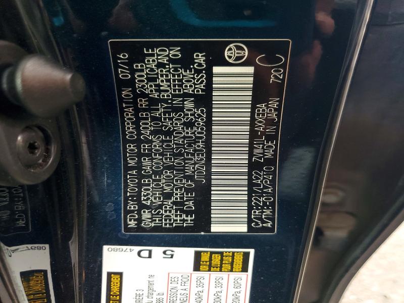 Aukcja sprzedaży 2017 Toyota Prius V, vin: JTDZN3EU9HJ059625, numer aukcji: 57007506