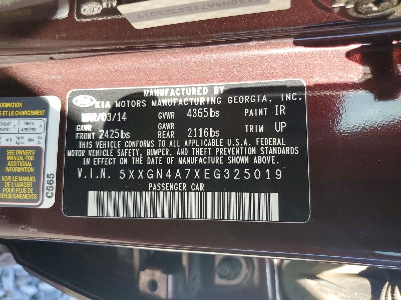 55712546 :رقم المزاد ، 5XXGN4A7XEG325019 vin ، 2014 Kia Optima مزاد بيع