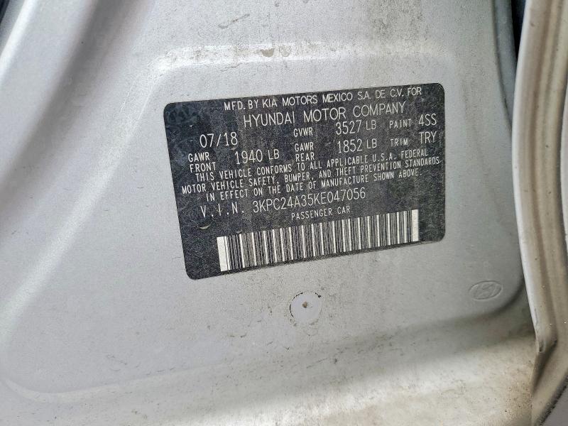 Продажа на аукционе авто 2019 Hyundai Accent, vin: 3KPC24A35KE047056, номер лота: 59016806