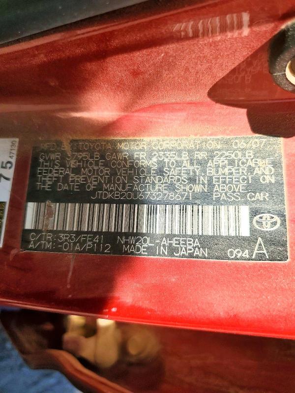 56975006 :رقم المزاد ، JTDKB20U673278671 vin ، 2007 Toyota Prius مزاد بيع