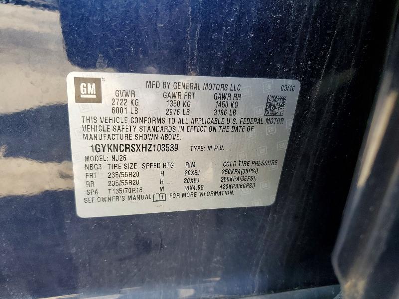 Aukcja sprzedaży 2017 Cadillac Xt5, vin: 1GYKNCRSXHZ103539, numer aukcji: 58047996
