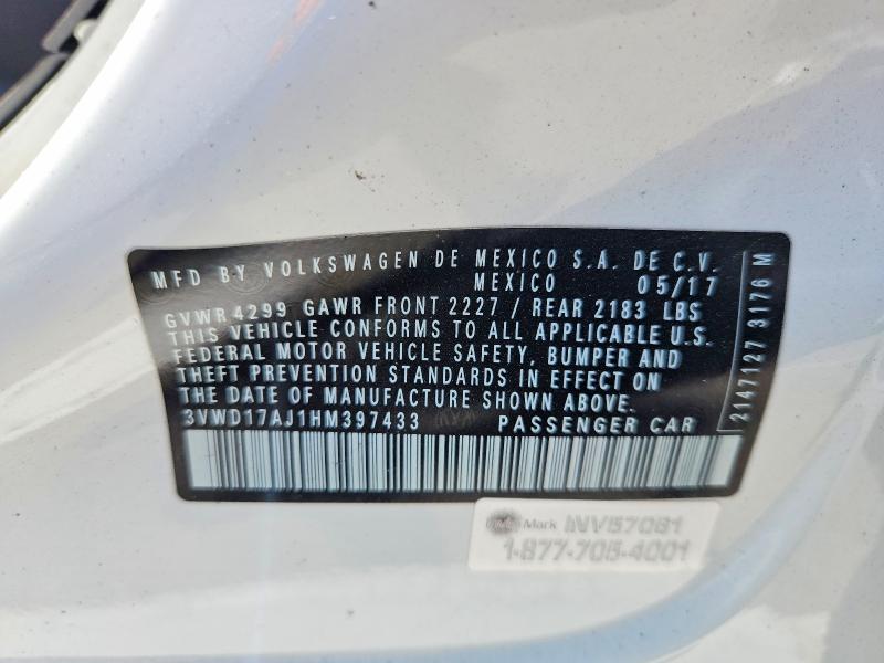 Aukcja sprzedaży 2017 Volkswagen Jetta, vin: 3VWD17AJ1HM397433, numer aukcji: 57709316