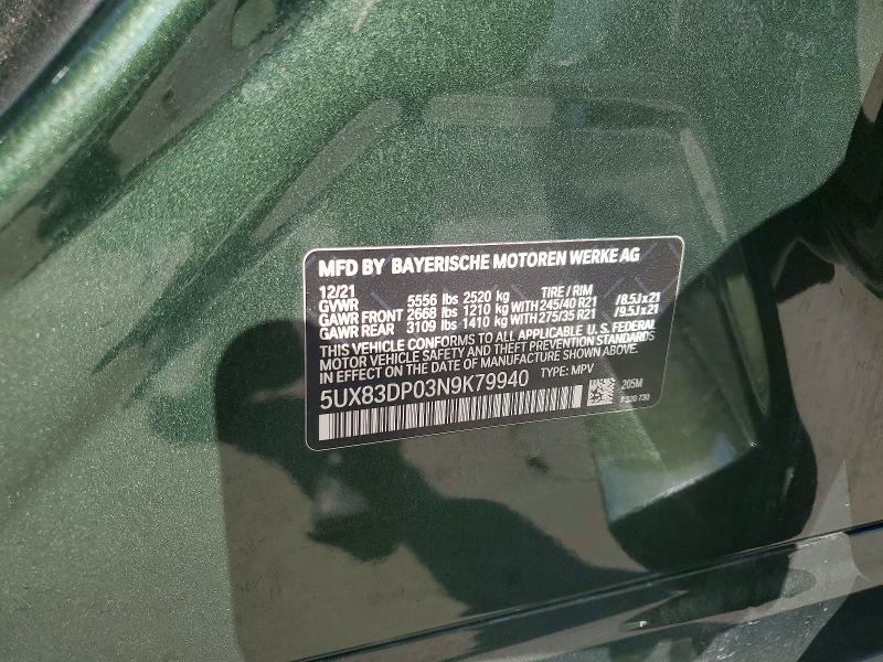 Aukcja sprzedaży 2022 Bmw X3, vin: 5UX83DP03N9K79940, numer aukcji: 58316156