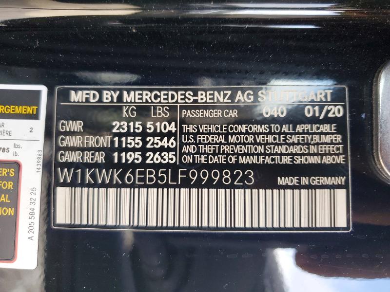 Продажа на аукционе авто 2020 Mercedes-benz C, vin: W1KWK6EB5LF999823, номер лота: 55898586