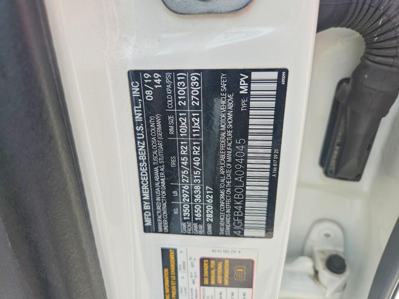 Продаж на аукціоні авто 2020 Mercedes-benz Gle, vin: 4JGFB4KB0LA094045, номер лоту: 56961306