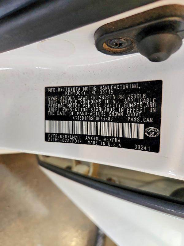 2015 Toyota Avalon Hybrid მანქანა იყიდება აუქციონზე, vin: 4T1BD1EB9FU044783, აუქციონის ნომერი: 56252326
