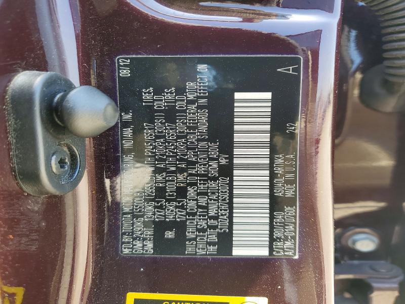 Продаж на аукціоні авто 2012 Toyota Highlander, vin: 5TDZA3EH7CS030702, номер лоту: 55921726