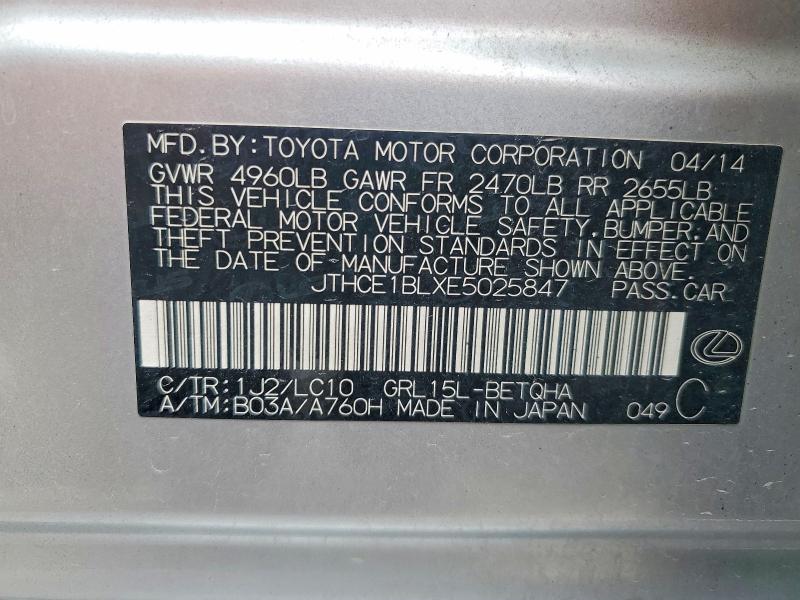 57971066 :رقم المزاد ، JTHCE1BLXE5025847 vin ، 2014 Lexus Gs مزاد بيع