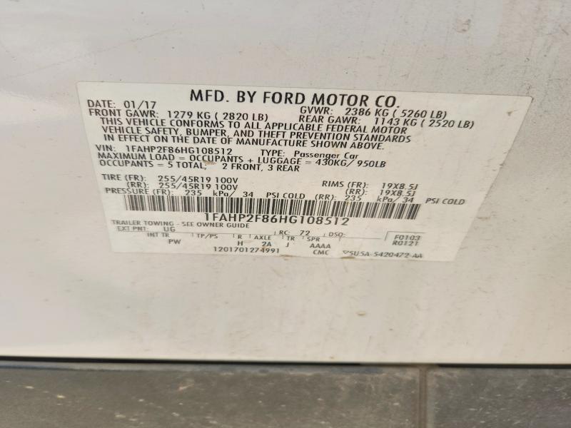55842396 :رقم المزاد ، 1FAHP2F86HG108512 vin ، 2017 Ford Taurus مزاد بيع