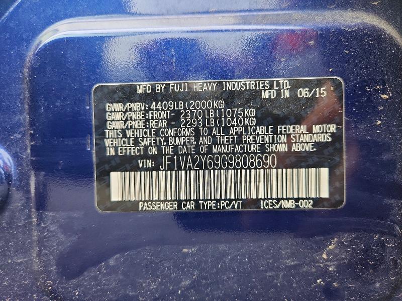 Aukcja sprzedaży 2016 Subaru Wrx, vin: JF1VA2Y69G9808690, numer aukcji: 58558016