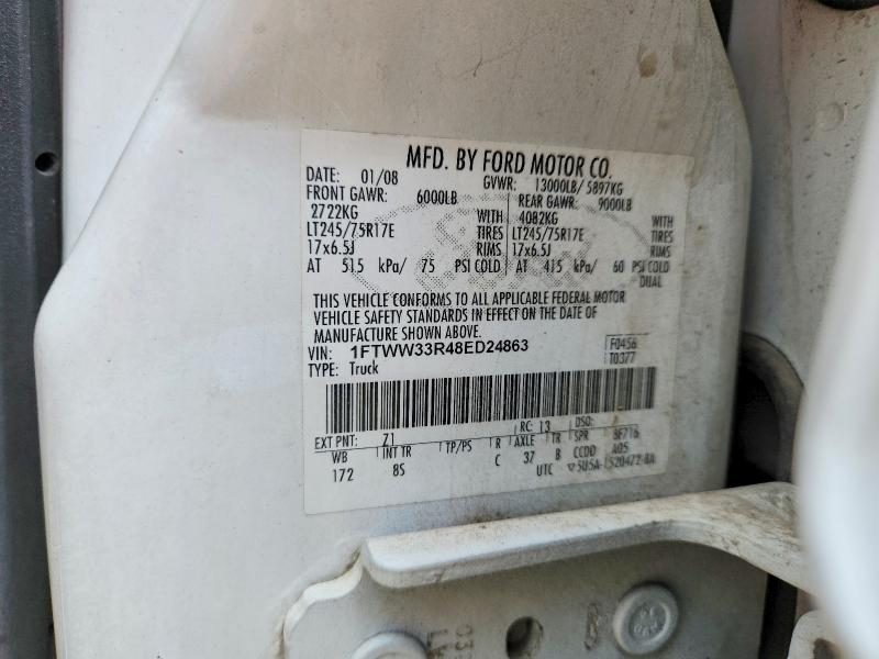 58005636 :رقم المزاد ، 1FTWW33R48ED24863 vin ، 2008 Ford F350 مزاد بيع