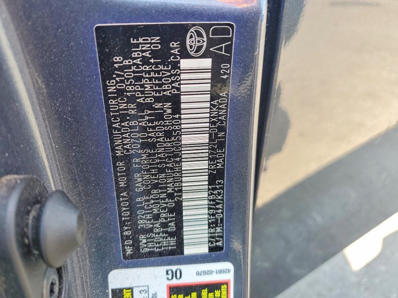 Aukcja sprzedaży 2018 Toyota Corolla, vin: 2T1BURHE4JC055804, numer aukcji: 57447156