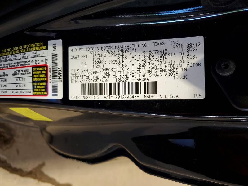 55821026 :رقم المزاد ، 5TFTX4CN2DX023459 vin ، 2013 Toyota Tacoma مزاد بيع