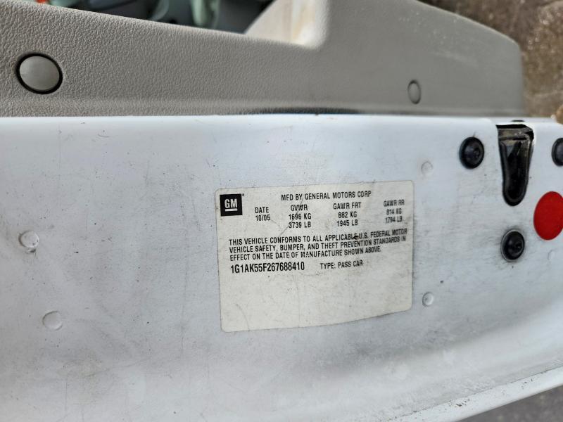 Auction sale of the 2006 Chevrolet Cobalt, vin: 1G1AK55F267688410, lot number: 56484816
