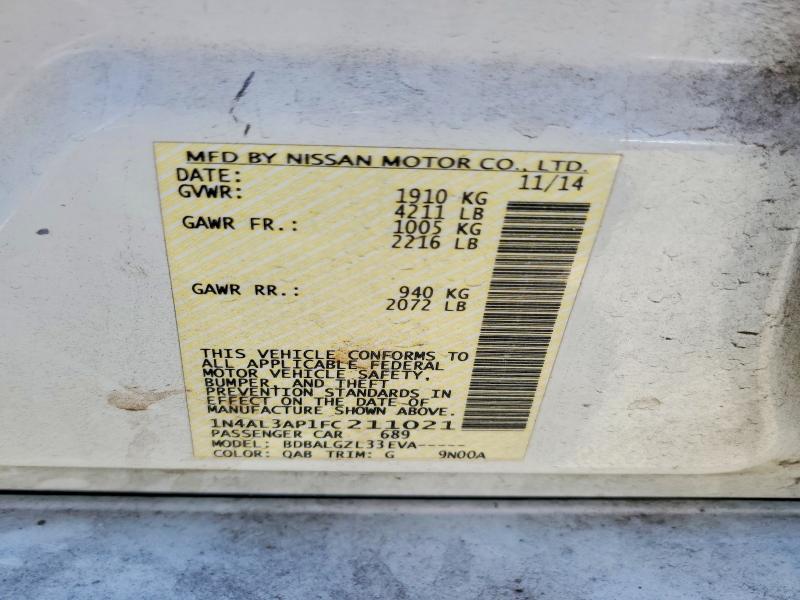 Продажа на аукционе авто 2015 Nissan Altima, vin: 1N4AL3AP1FC211021, номер лота: 57969046