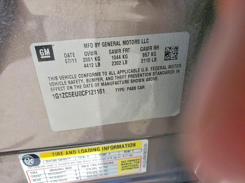 55937406 :رقم المزاد ، 1G1ZC5EU0CF121161 vin ، 2012 Chevrolet Malibu مزاد بيع