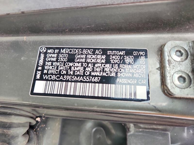 Продаж на аукціоні авто 1991 Mercedes-benz 560, vin: WDBCA39E5MA557687, номер лоту: 59537996