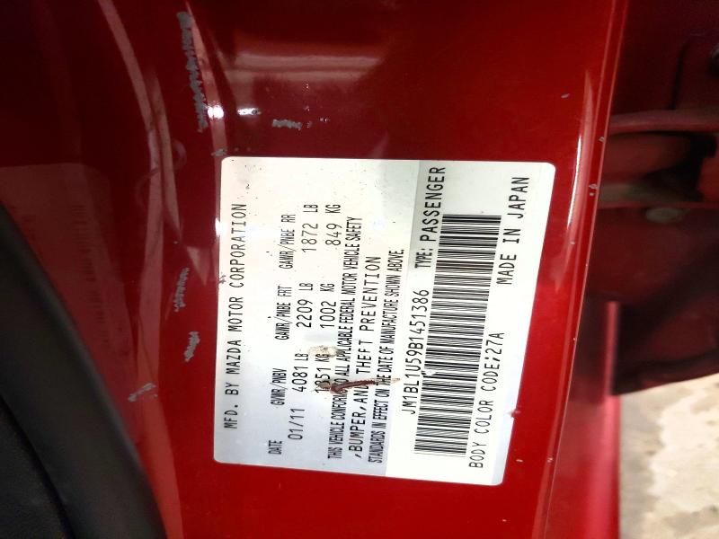 Aukcja sprzedaży 2011 Mazda 3, vin: JM1BL1U59B1451386, numer aukcji: 85790895