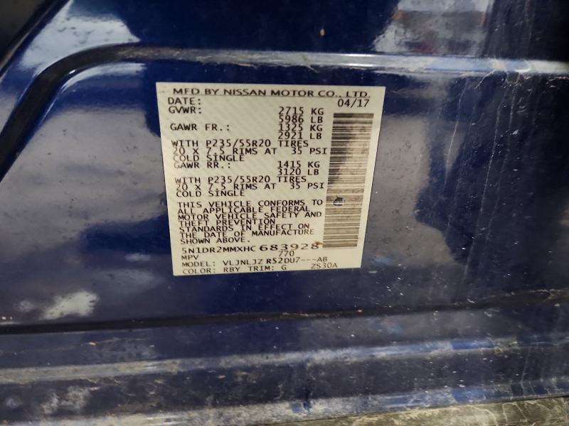 2017 Nissan Pathfinder მანქანა იყიდება აუქციონზე, vin: 5N1DR2MMXHC683928, აუქციონის ნომერი: 58599636
