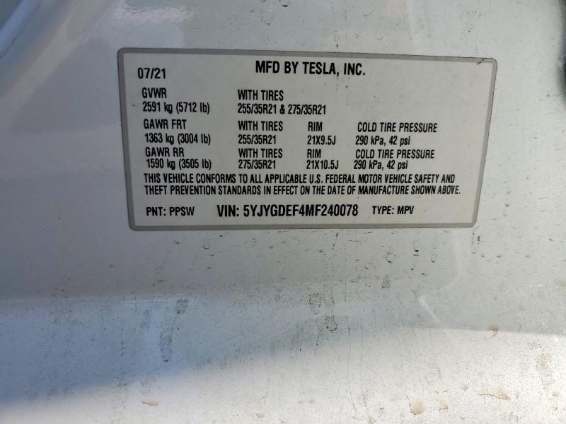 Продажа на аукционе авто 2021 Tesla Model Y, vin: 5YJYGDEF4MF240078, номер лота: 57253406