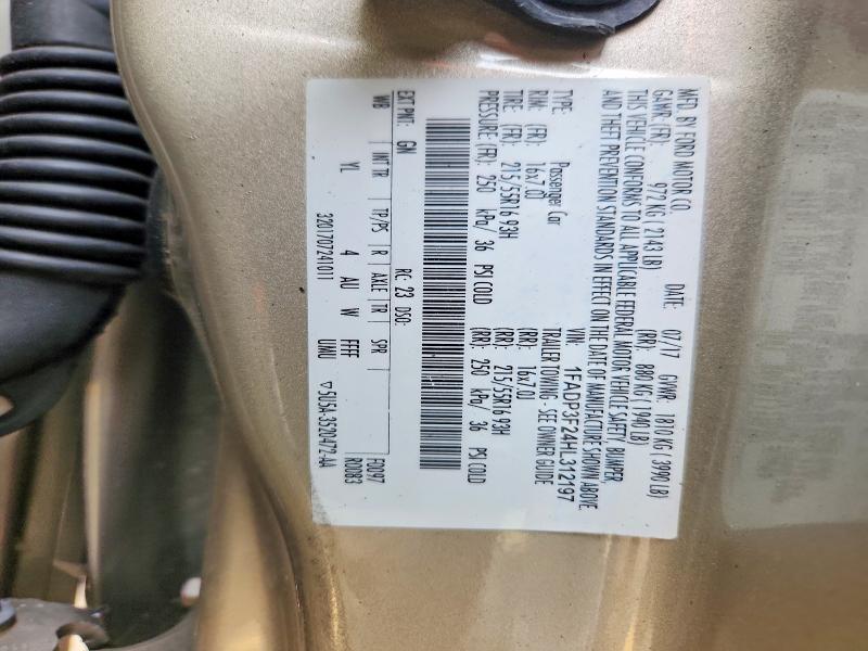 Продажа на аукционе авто 2017 Ford Focus, vin: 1FADP3F24HL312197, номер лота: 58603226
