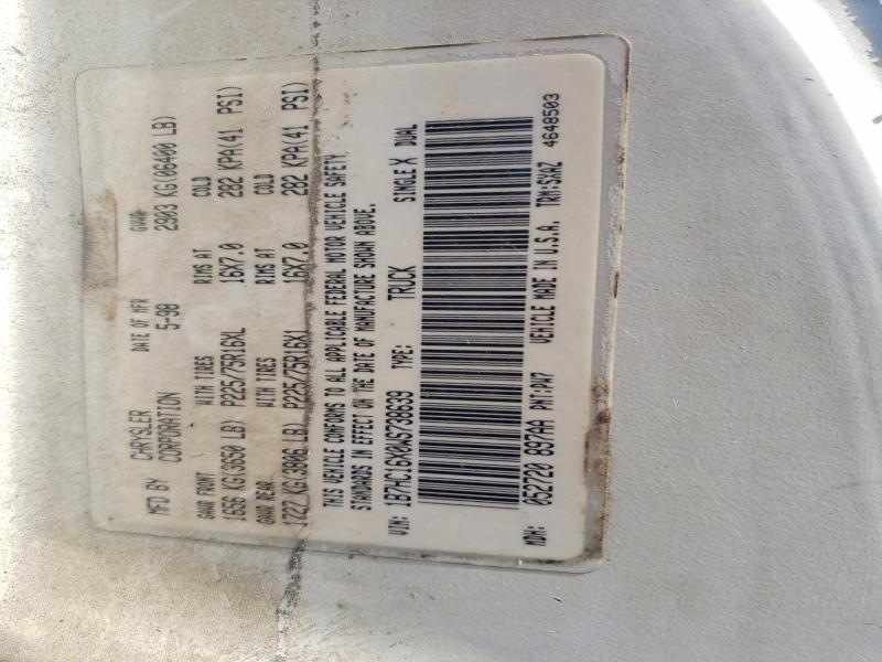 1998 Dodge Ram 1500 მანქანა იყიდება აუქციონზე, vin: 1B7HC16X0WS738639, აუქციონის ნომერი: 56716666