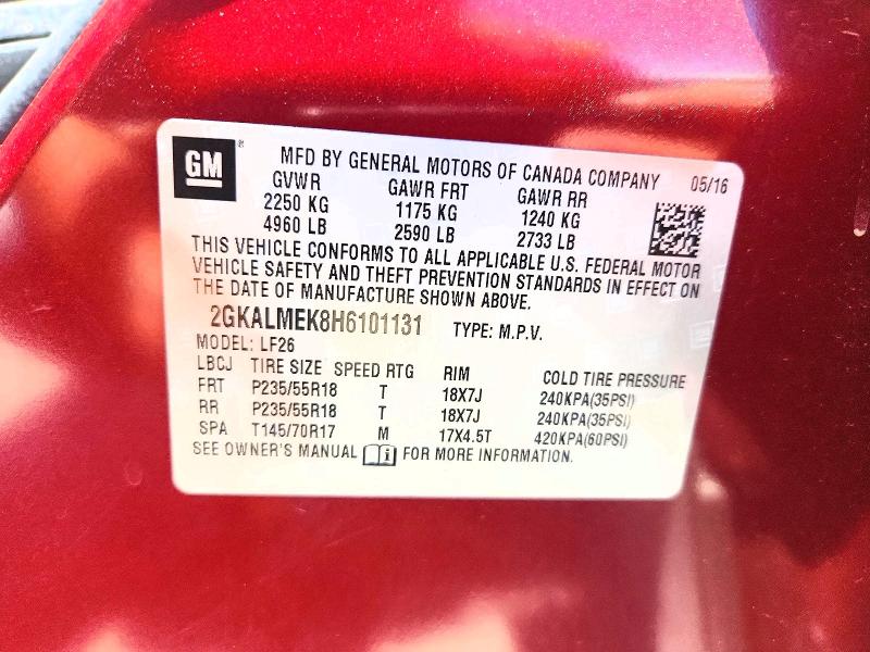 2017 Gmc Terrain მანქანა იყიდება აუქციონზე, vin: 2GKALMEK8H6101131, აუქციონის ნომერი: 58511656