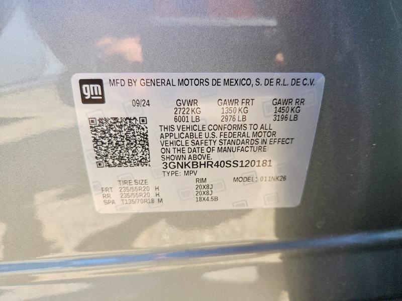 57143856 :رقم المزاد ، 3GNKBHR40SS120181 vin ، 2025 Chevrolet Blazer مزاد بيع