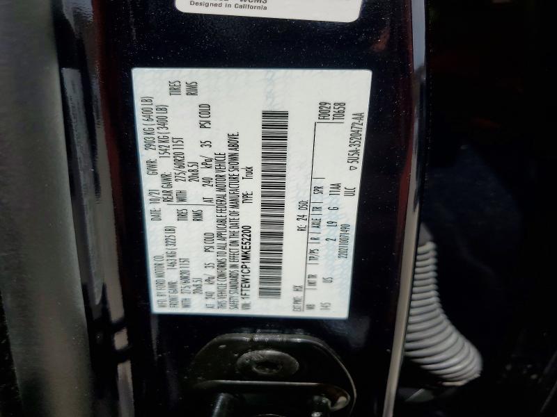 2021 Ford F150 მანქანა იყიდება აუქციონზე, vin: 1FTEW1CP1MKE52200, აუქციონის ნომერი: 55767286