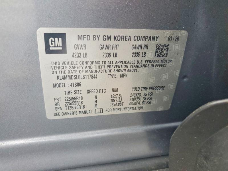 2020 Buick Encore Gx მანქანა იყიდება აუქციონზე, vin: KL4MMDSL0LB117844, აუქციონის ნომერი: 58754506