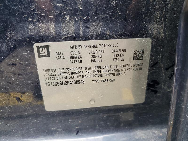 58126336 :رقم المزاد ، 1G1JC5SH2F4130948 vin ، 2015 Chevrolet Sonic مزاد بيع
