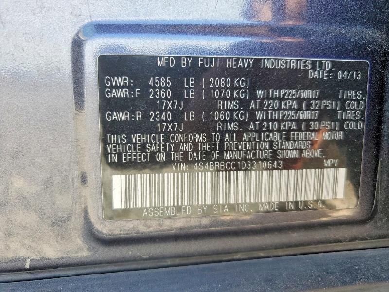 Продаж на аукціоні авто 2013 Subaru Outback, vin: 4S4BRBCC1D3310643, номер лоту: 55610496