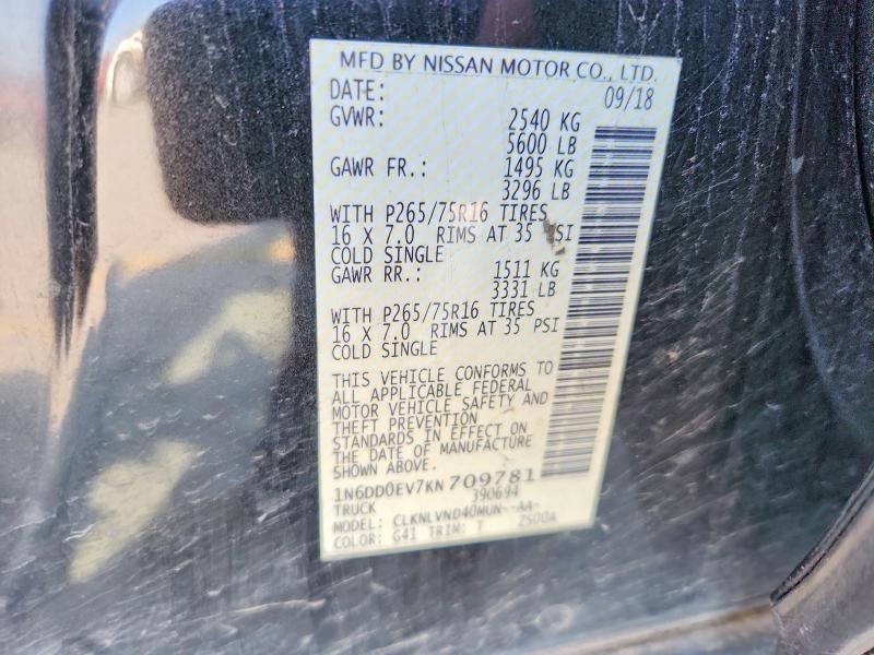 Auction sale of the 2019 Nissan Frontier, vin: 1N6DD0EV7KN709781, lot number: 58390476