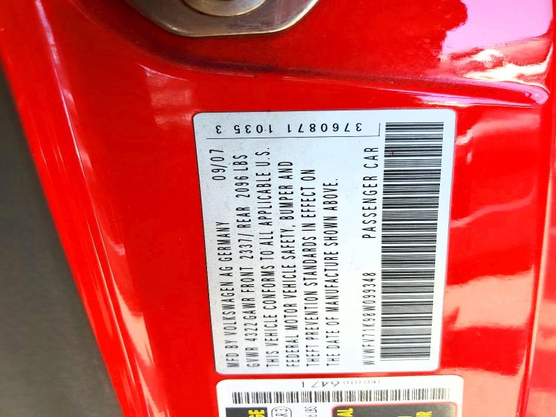 56481886 :رقم المزاد ، WVWFV71K98W099348 vin ، 2008 Volkswagen Gti مزاد بيع