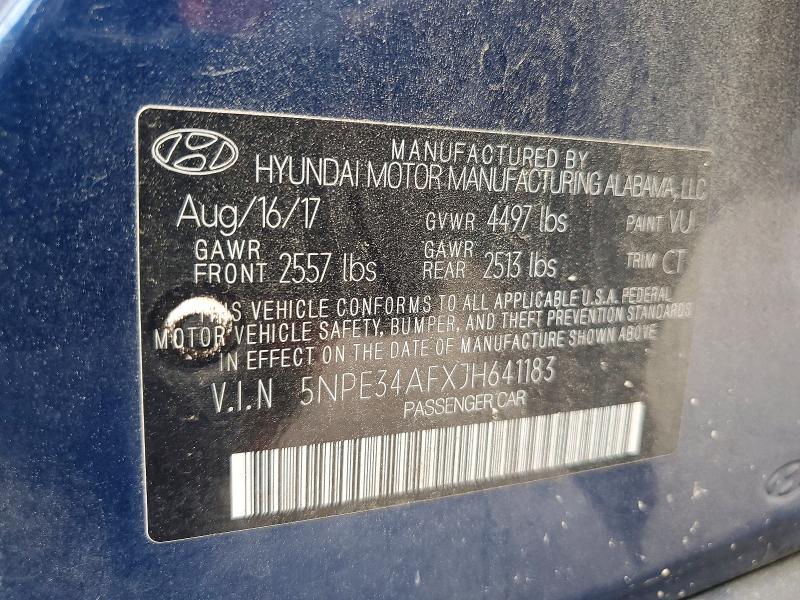 57266406 :رقم المزاد ، 5NPE34AFXJH641183 vin ، 2018 Hyundai Sonata مزاد بيع