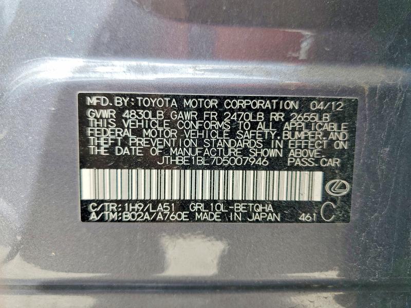 Aukcja sprzedaży 2013 Lexus Gs, vin: JTHBE1BL7D5007946, numer aukcji: 57715966