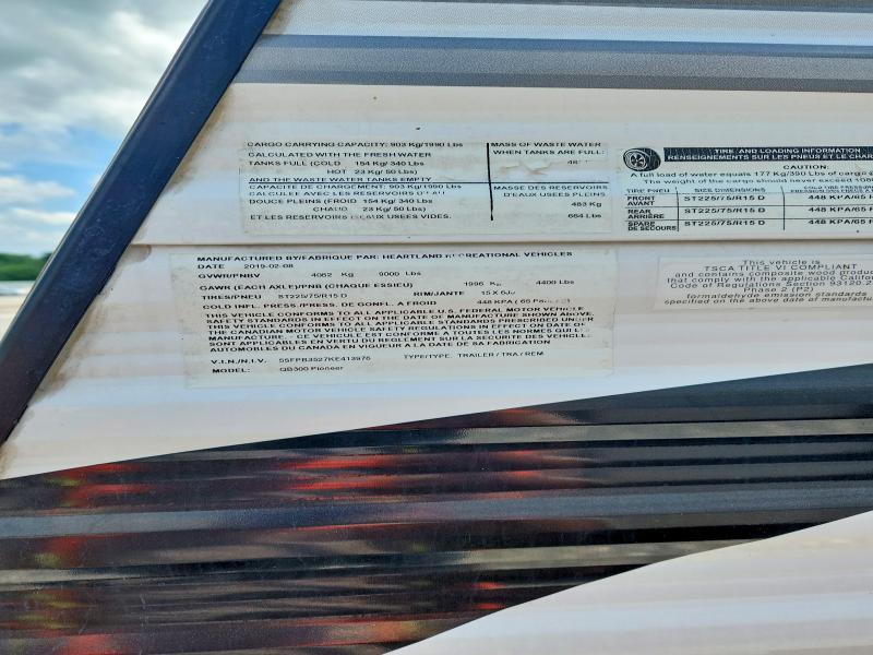 Продажа на аукционе авто 2019 Heartland Pioneer, vin: 5SFPB3527KE413976, номер лота: 56387516