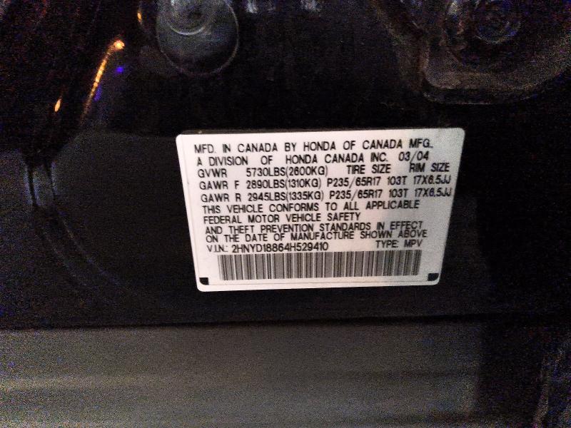 58102736 :رقم المزاد ، 2HNYD18864H529410 vin ، 2004 Acura Mdx مزاد بيع