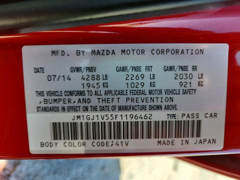 58319646 :رقم المزاد ، JM1GJ1V55F1196462 vin ، 2015 Mazda 6 مزاد بيع