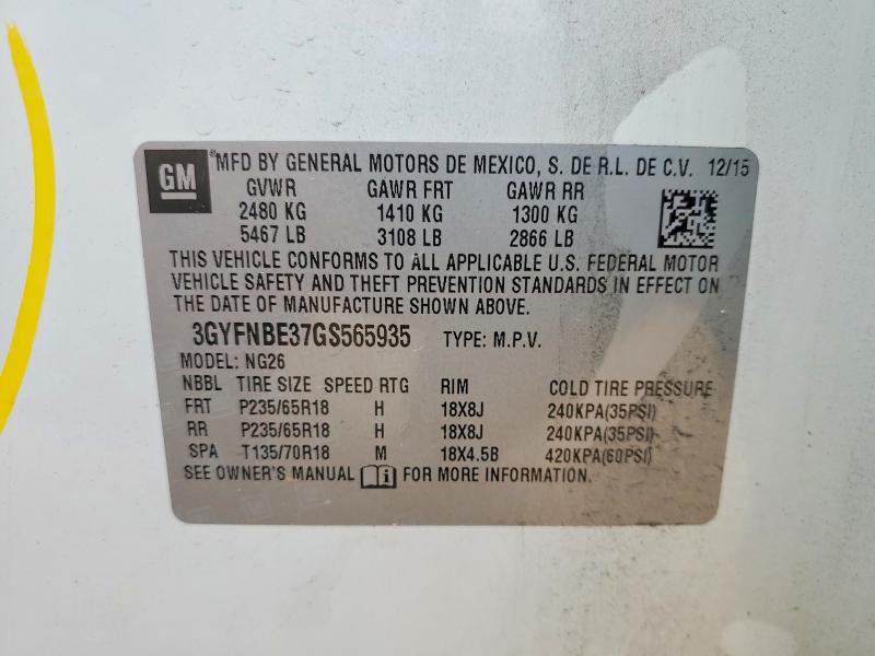 54530516 :رقم المزاد ، 3GYFNBE37GS565935 vin ، 2022 Cadillac Srx مزاد بيع