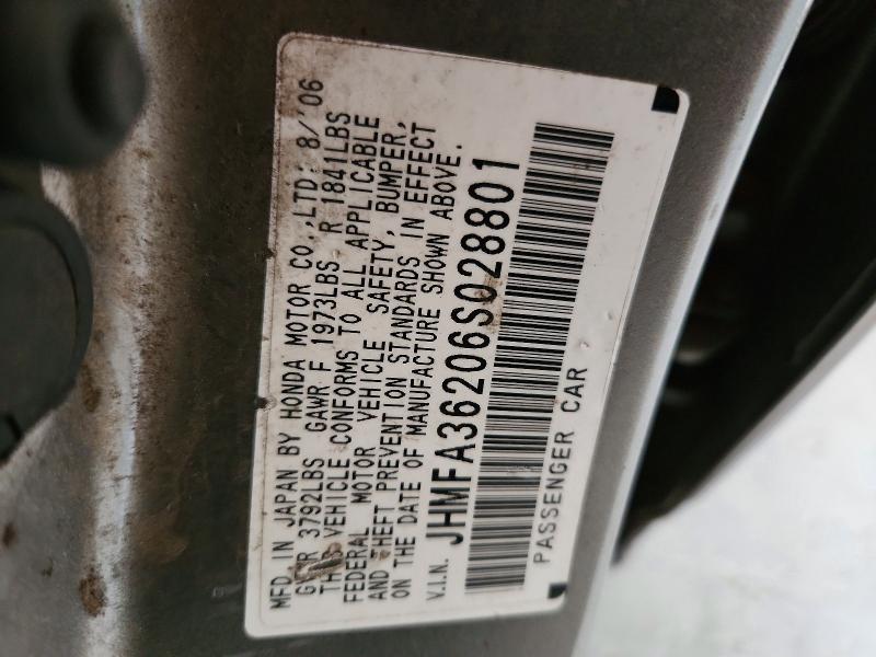 Продаж на аукціоні авто 2006 Honda Civic, vin: JHMFA36206S028801, номер лоту: 58098306